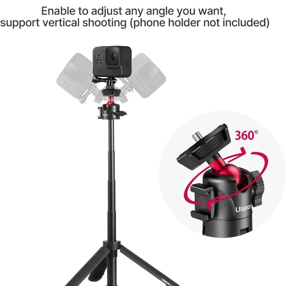 MT-16 Extendable Mini Camera Tripod, 4 Level Adjustment 360° Ball Head Cold Shoe
